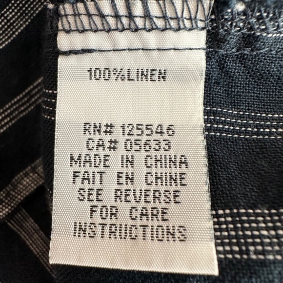 Habitat Tunic Top Women's Size S Linen Navy Striped Lagenlook Minimalist Boho - Picture 13 of 16